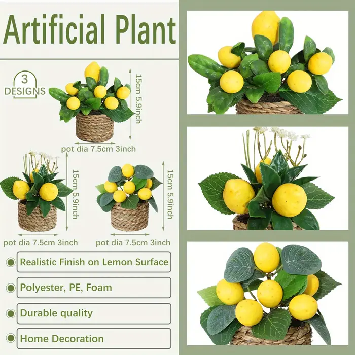 Ensemble de plantes artificielles au citron jaune vibrant