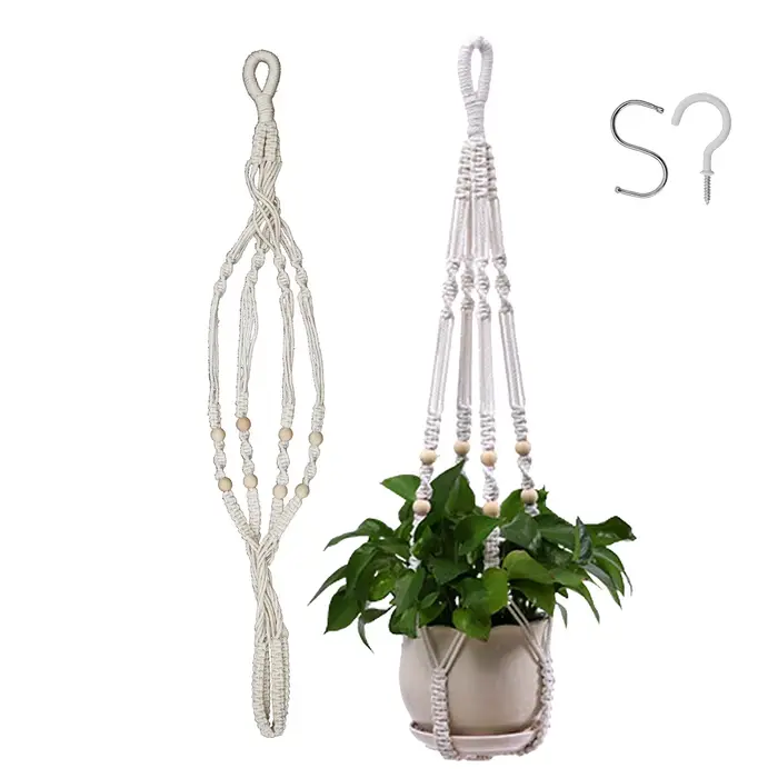 Filet de suspension pour plantes en macramé, supports de pots de fleurs suspendus, panier de jardini