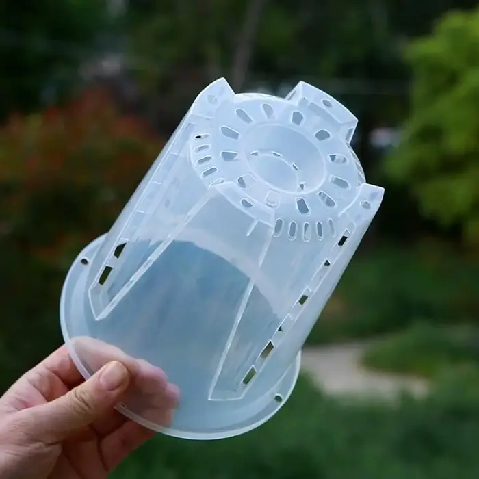 Nouveau pot de fleurs transparent en PP pour orchidées