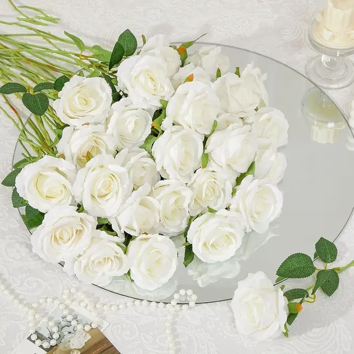 10PCS Fleurs Artificielles Rose Bouquet Vase Décoration de La Maison Accessoires Bricolage Photo