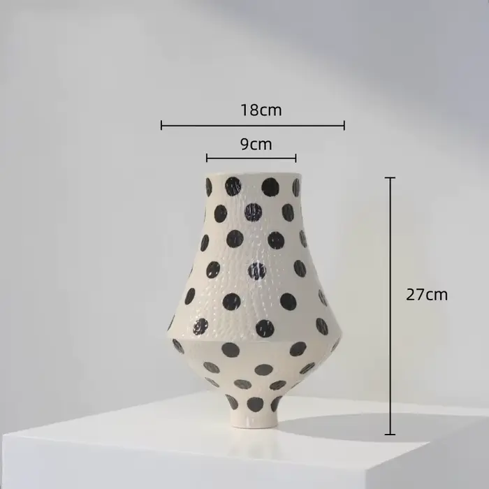 Vase en céramique à pois avec poignée, Pot de fleurs, artisanat en céramique, accessoires d'arrangem
