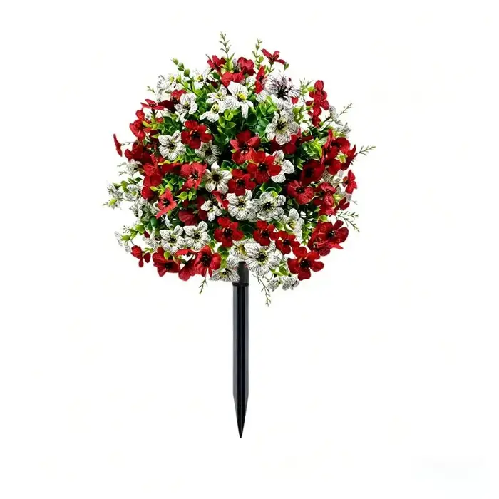 [Nouveau] Nouvelle fleur artificielle, pétunias artificiels avec piquet de fixation au sol, fleurs a
