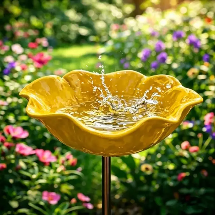 Piquet de jardin en métal artisanal en forme de fleur, sculpture florale en fer à insérer dans le so