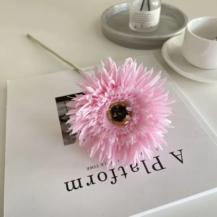 Fleur de chrysanthème artificielle, camomille, fleur florale de mariage, accessoires de chambre, déc