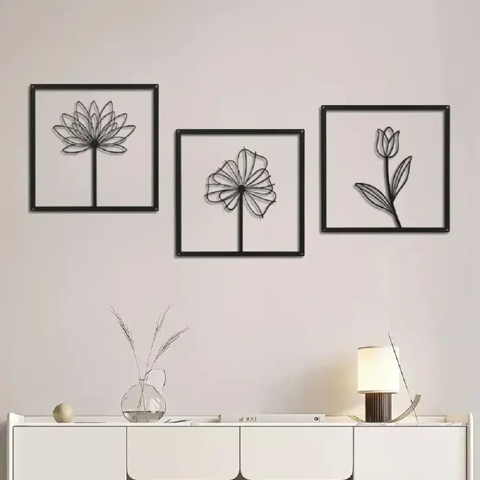 Nordique fleur métal mur Art macramé mur pendentif décor salon suspendus