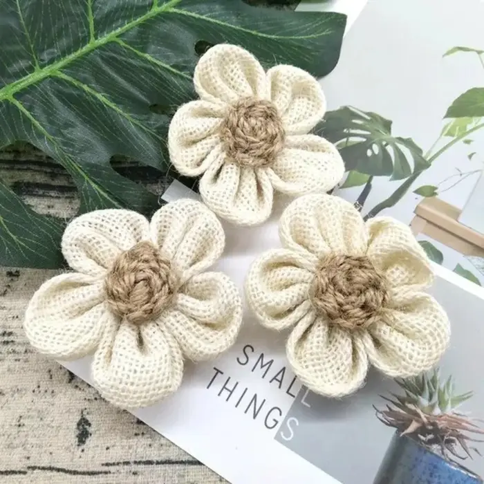 Toile de Jute naturelle faite à la main, fleur de souffle, fournitures artisanales de bricolage, fav