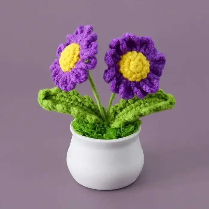 Mignon marguerite Crochet fleurs en pot tissé fleur créative