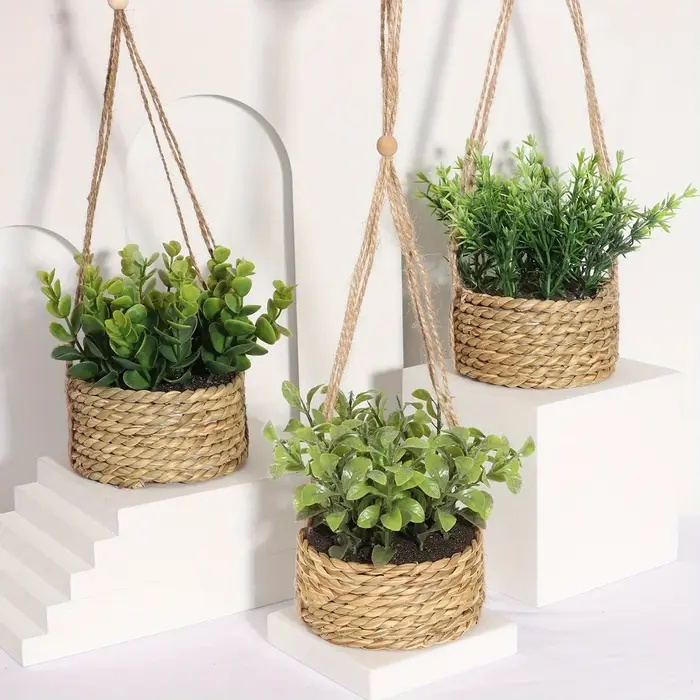 XIYA fleur vert plantes artificielles Eucalyptus herbe tissé romarin