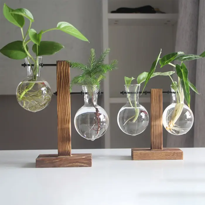 Vase à ampoules de jardinière de bureau en verre créatif