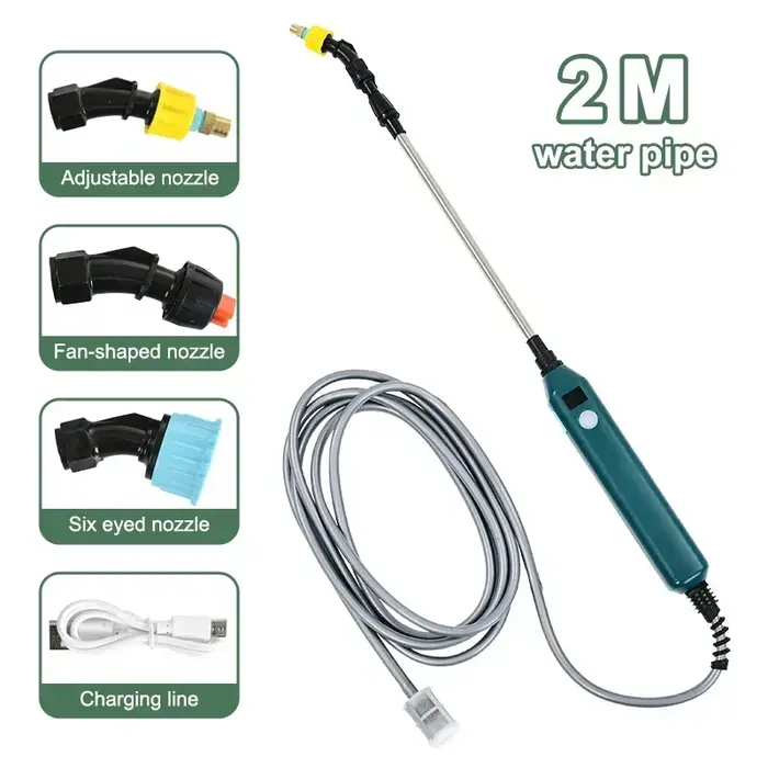 Pulvérisateur de jardin électrique haute pression 2400mAh, Rechargeable, Portable, avec 3 buses régl