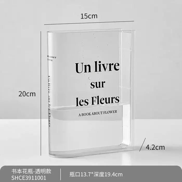 Vase en acrylique avec lettres de livre créatif, Vase à fleurs Transparent artistique, décoratif hyd
