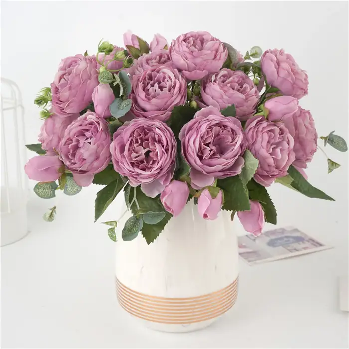 1 bouquet de fleurs pivoines en soie