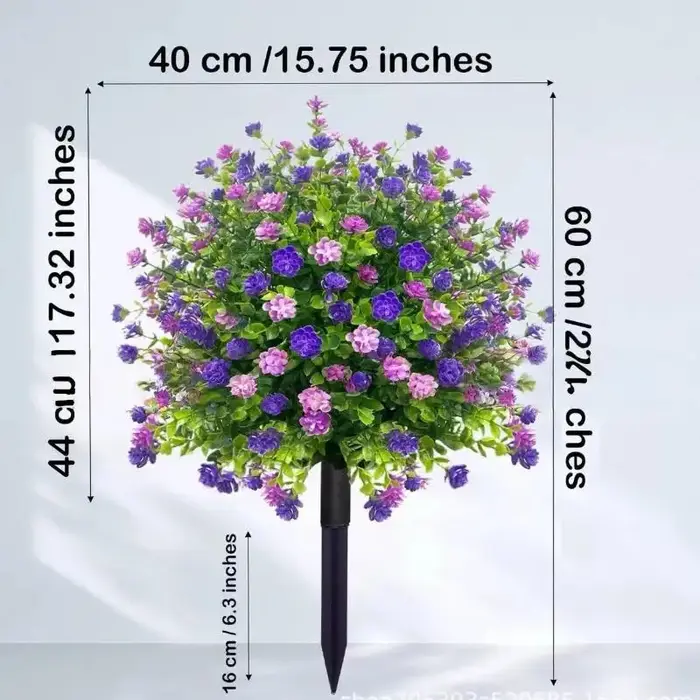 Petunias artificiels vibrants de 18 pouces avec piquets, durables pour les jardins extérieurs