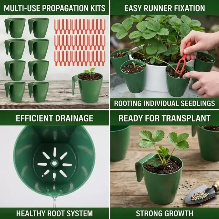 Kit de transplantation de semis avec fourche de plantation pour légumes, fleurs, herbes, protection facile des racines, trous de drainage, pots, taux de survie élevé