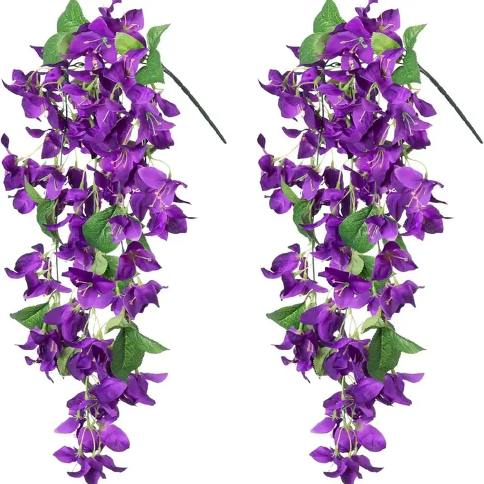 2 pièces de fleurs artificielles en soie de bougainvillier suspendues