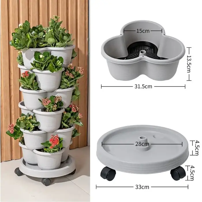 Nouveau pot de fleurs vertical empilable