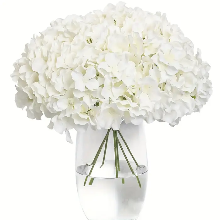 Têtes de fleurs d'hortensia artificielles, 10 pièces, avec tiges, décoration de fête de mariage, fausses fleurs, ornement de maison, Bouquets en soie, décorations de salle