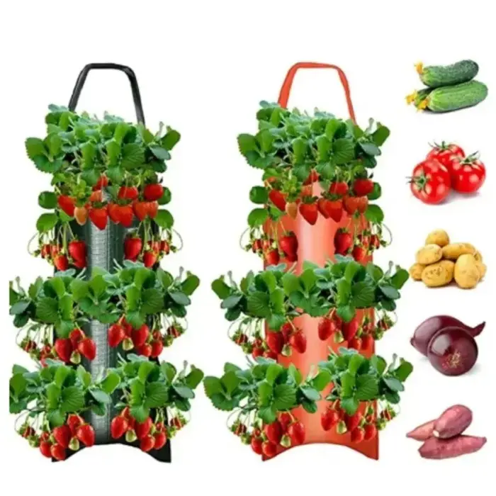 Nouveau sac de culture suspendu à 6 trous pour fraises