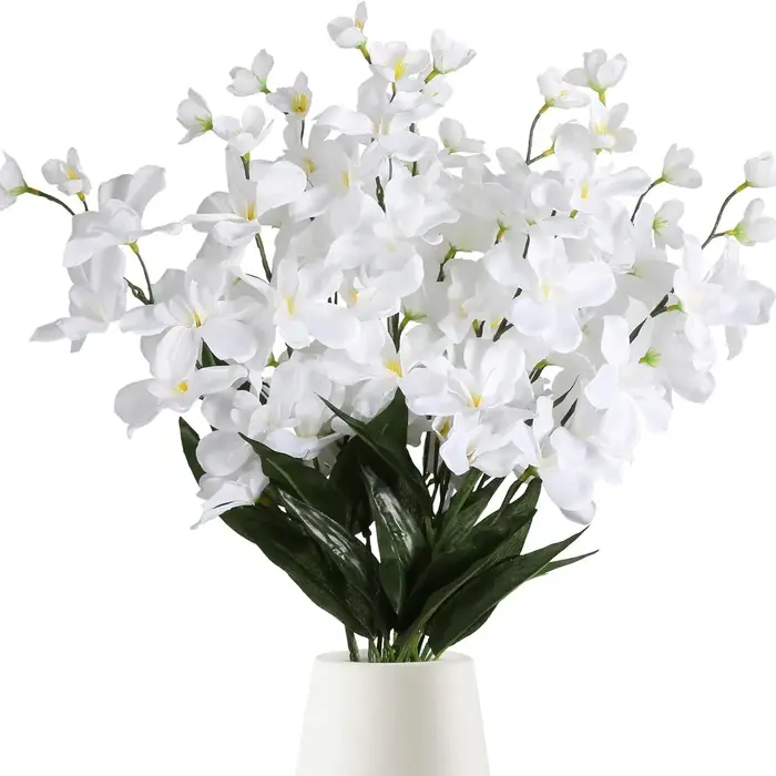 5 pièces de fleurs d'orchidées artificielles violettes et bleues de 27 pouces pour bouquet de mariag