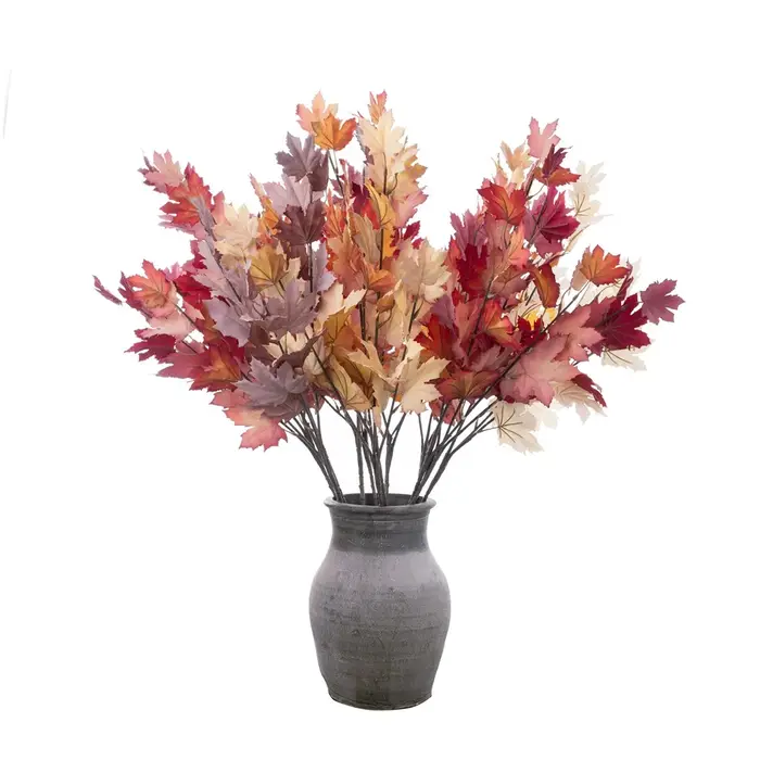 5 pièces de feuilles d'érable artificielles en soie à longues tiges, fausses plantes pour la décoration intérieure, décoration de jardin, de mariage et de fête