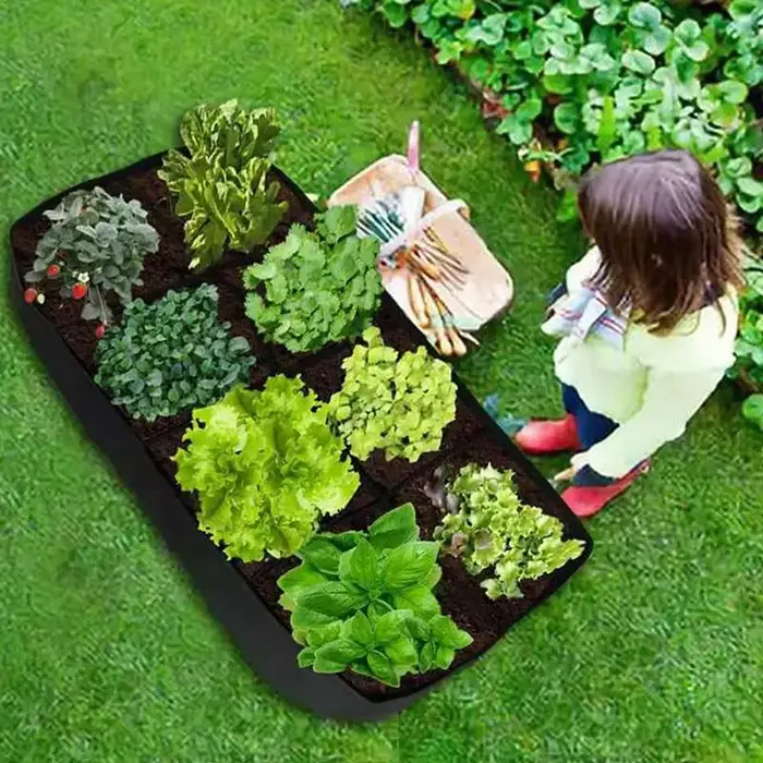 Sac de culture en tissu noir avec 1 à 8 trous, pot de pépinière rectangulaire surélevé réutilisable pour plantes, fleurs et légumes d'extérieur