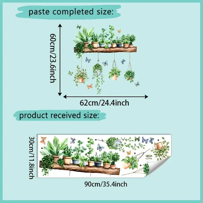 Autocollants muraux 3D de plantes vertes en pot