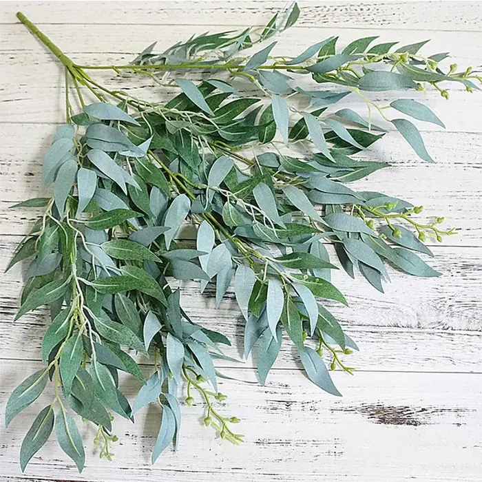 Kahaul 2 pièces plante artificielle feuilles Bouquet Faux saule Jungle mariage toile de fond décoration