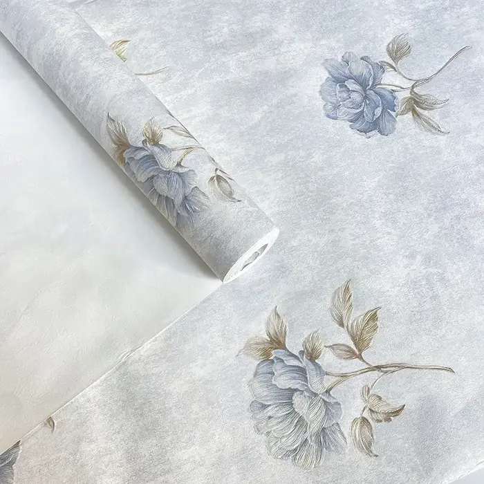 Papier Peint Non Tissé Motif Fleurs Déchirées pour Chambre, Salon, Fond de Décoration Murale Rose et
