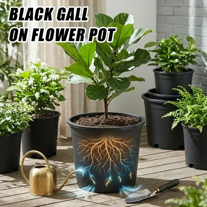 Grands pots de fleurs ronds et épaissis pour jardin, balcon, décoration intérieure, seau de plantation pour arbres, roses, herbes, pots de pépinière en résine noire