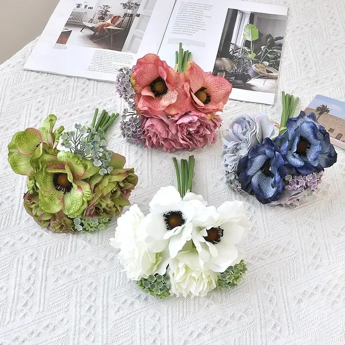 Bouquet d'anémone de Simulation en soie