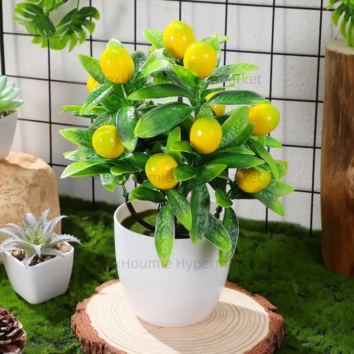Décor d'arbre à citron artificiel