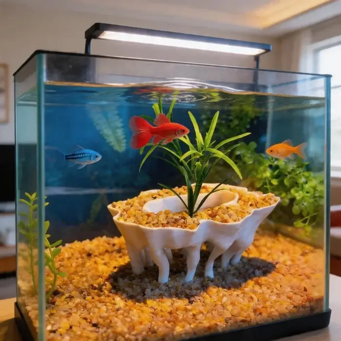 Plantes d'aquarium imprimées en 3D en forme de racines d'arbre, avec des pots de fleurs servant également de décorations d'aquarium