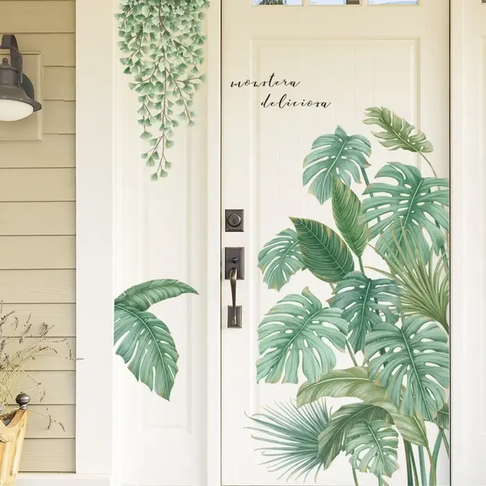 Autocollant mural plantes feuilles de Monstera tropicales