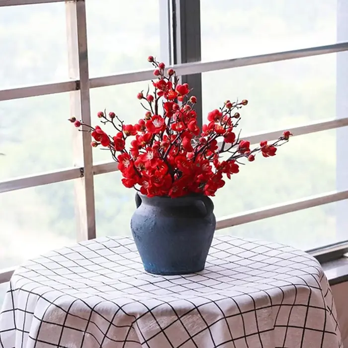 Soie Fleurs Artificielles Fleur de Prunier Pêche Branche Nouvel An Maison Salon Pièce Ménagers En Plein Air Jardin De Mariage Couronne Décorative