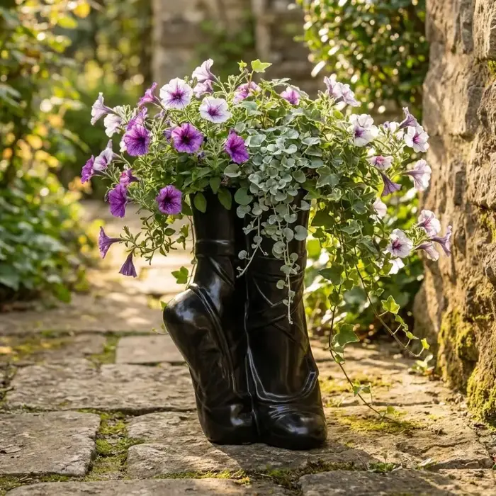 Vase Créatif et Tendance en Forme de Chaussure de Ballet, Sculpture Décorative de Pied Rêveur, Pot Artistique en Vinyle pour Fleurs Séchées, Jardin