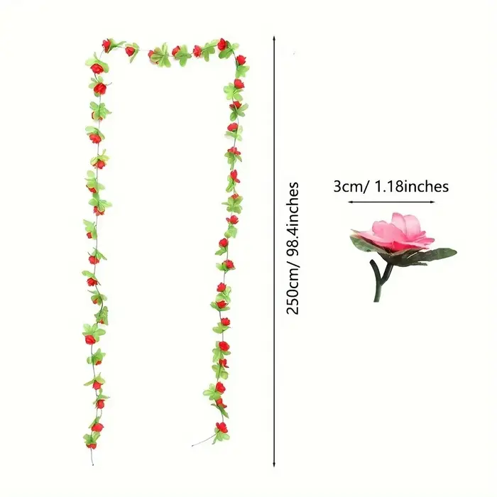 40 tête de fleur 2.3M artificielle multicolore Rose vigne guirlande mariage arc décoration fausse plante feuille