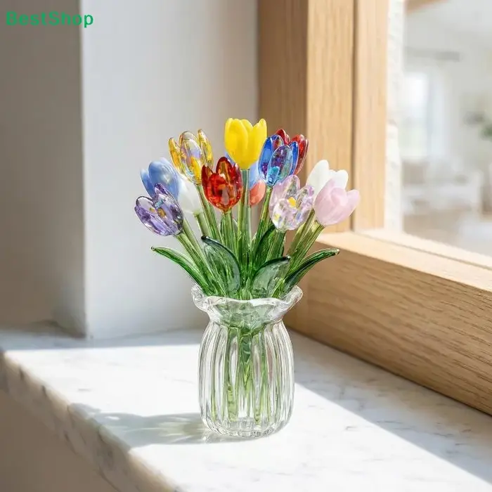 〔Liy〕Mini Fleurs en Verre Réalistes