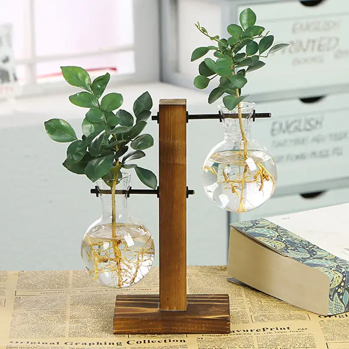 Vase à ampoules de jardinière de bureau en verre créatif