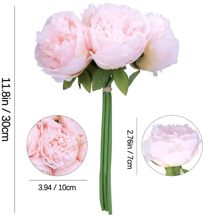 1 Bouquet de pivoines artificielles à 5 têtes