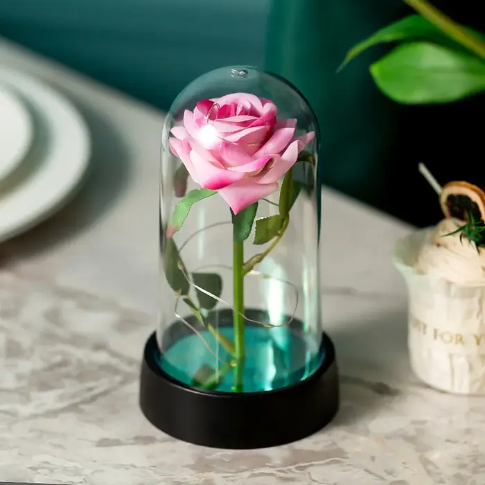 Mariage Led galaxie Rose fleur éternelle avec lumières en dôme pour toujours