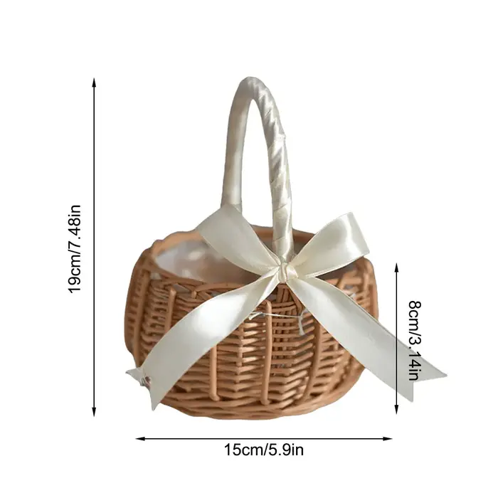 Panier à fleurs tressé avec poignée pour demoiselle d'honneur
