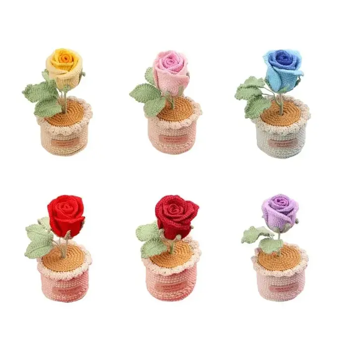 Arrangement fleurs roses Crochet