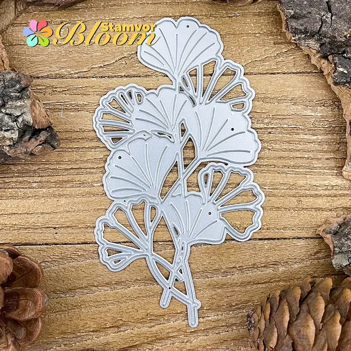 Ginkgo biloba feuilles belles fleurs matrices de découpe en métal Scrapbooking gaufrage décoratif