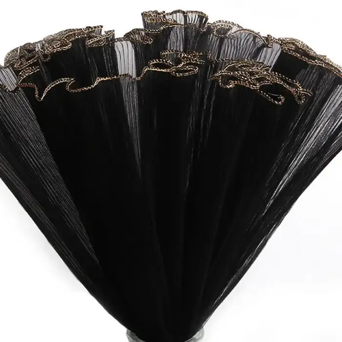 Papier d'emballage de fleurs 28cm x 4yard, fil ondulé en perles, emballage de fleurs, maille en dent