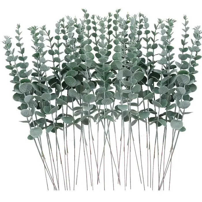 Plantes artificielles, feuilles d'eucalyptus, Branches de feuilles vertes pour la maison, jardin, dé
