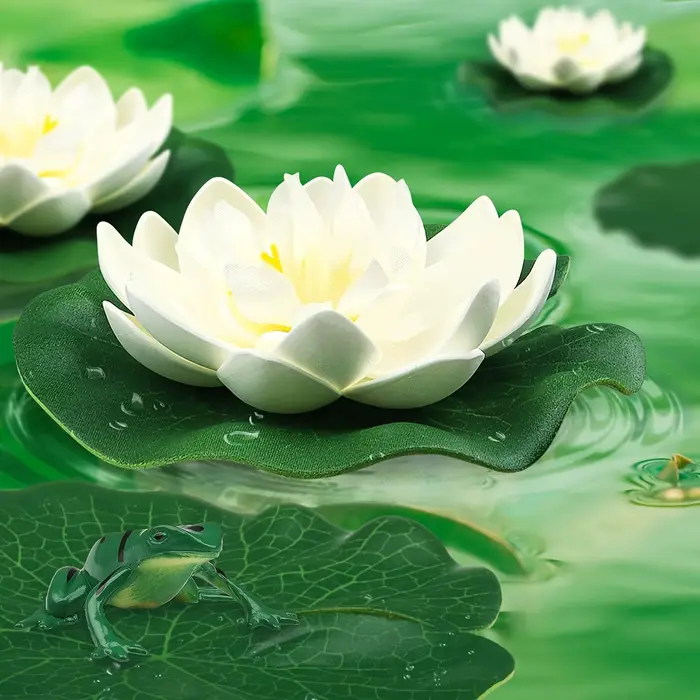 Fleurs de Lotus artificielles 9 pièces avec coussinets de lys
