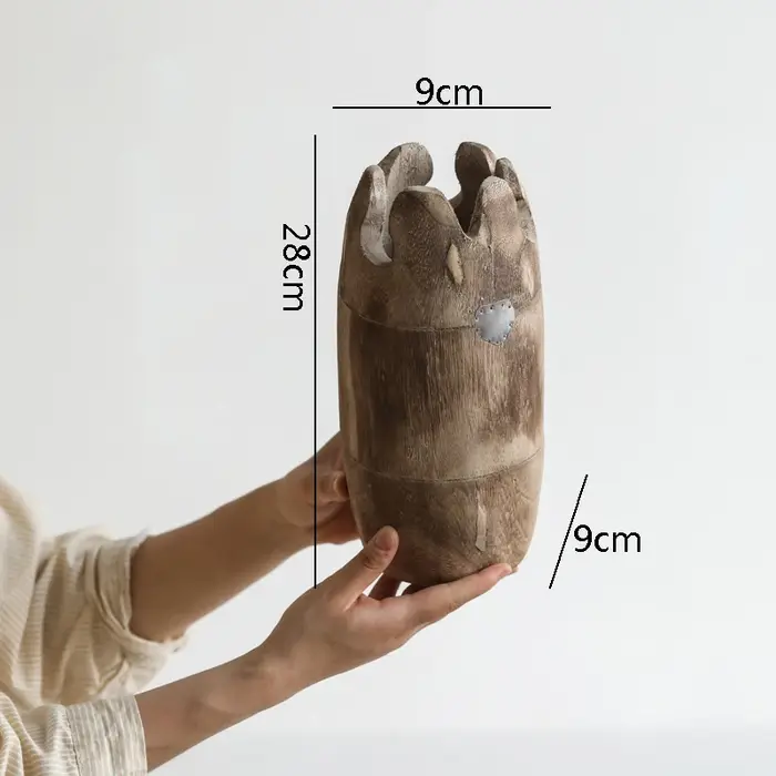 Vase d'arrangement de fleurs en bois, simulation de récipient de fleurs séchées, ornements de décora