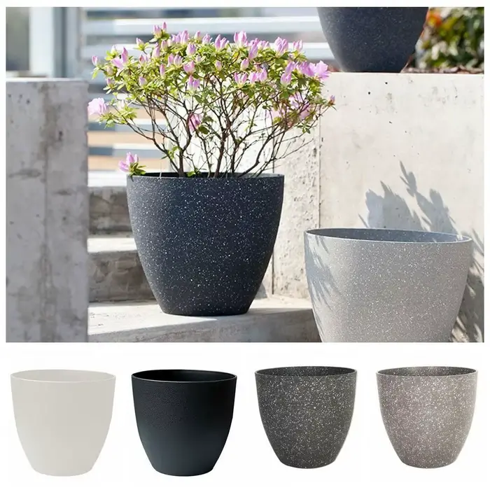 Pots de fleurs en pierre d'imitation givrée