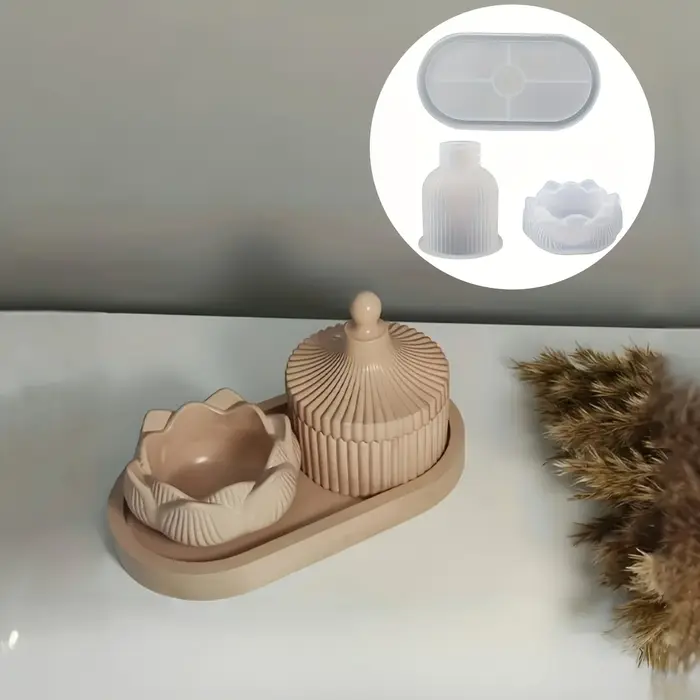 Plateau de Vase rayé Lotus, ensemble de moules en Silicone, bricolage, résine époxy, moule en plâtre pour Arrangement floral, argile aromatique, artisanat, décoration de la maison