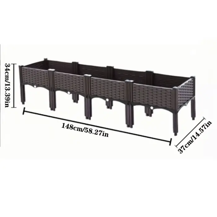 Boîte de plantation à 4 compartiments pour balcon domestique